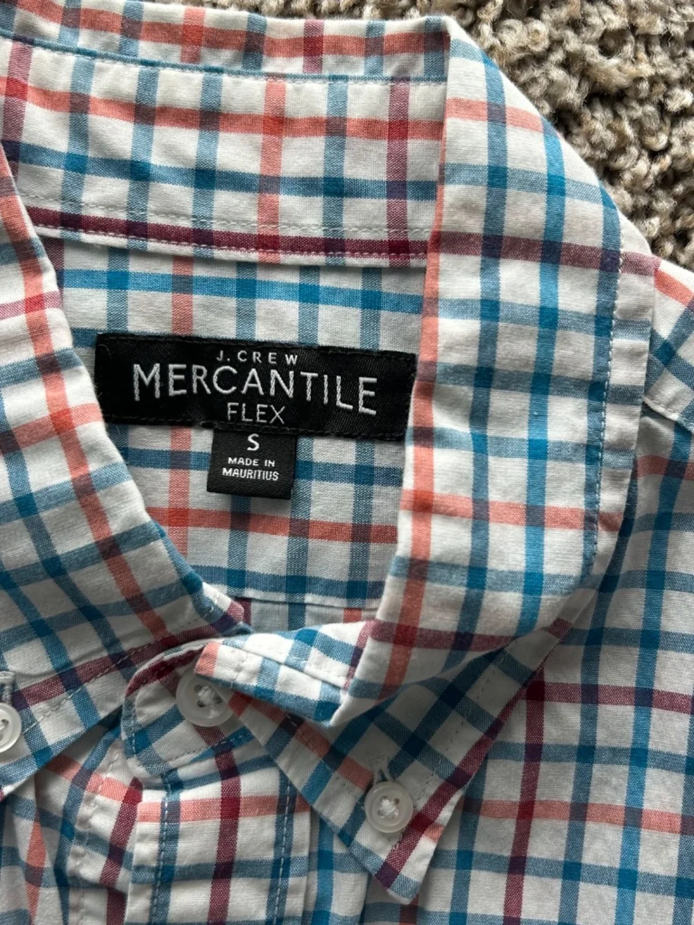 J.Crew Mercantile Men's Flex Plaid Button-Down Shirt Blue & Orange Size S